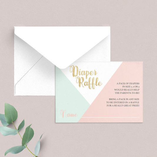 Template for diaper raffle ticket for girl baby shower by LittleSizzle
