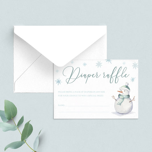 Printable diaper raffle cards for winter baby shower party by LittleSizzle