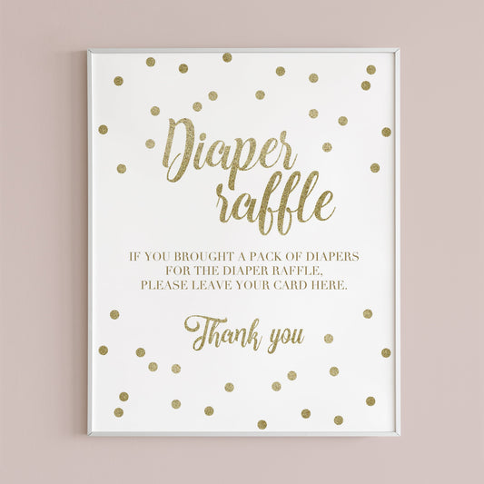 Printable diaper raffle game decor gold confetti by LittleSizzle