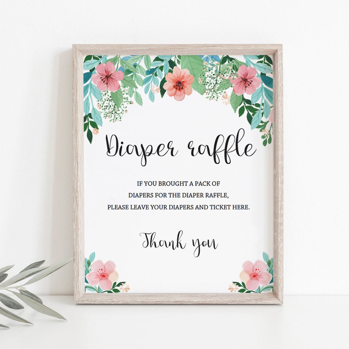 Printable diaper raffle sign for girl shower by LittleSizzle