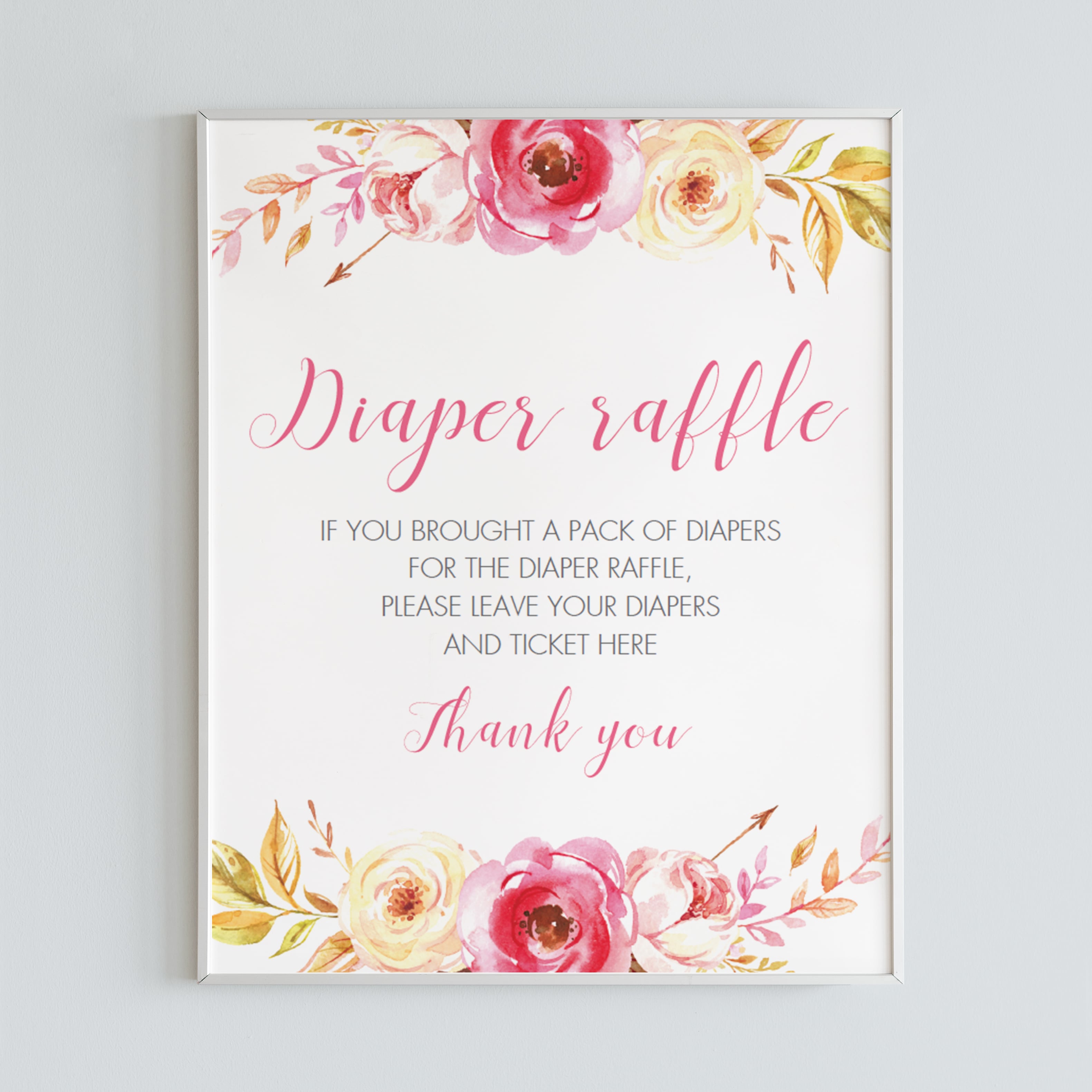 Boho baby shower diaper raffle game sign template by LittleSizzle