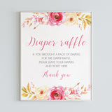 Boho baby shower diaper raffle game sign template by LittleSizzle