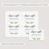 Green leaf watercolor baby shower diaper raffle ticket printable by LittleSizzle