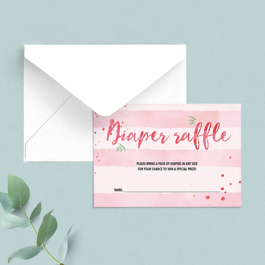 Pink diaper raffle cards printable by LittleSizzle