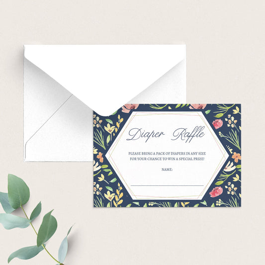 Diaper raffle ticket with floral pattern printable by LittleSizzle