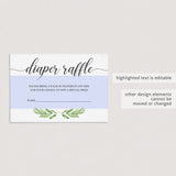 Printable Diaper Raffle Ticket for Gender Neutral Baby Shower