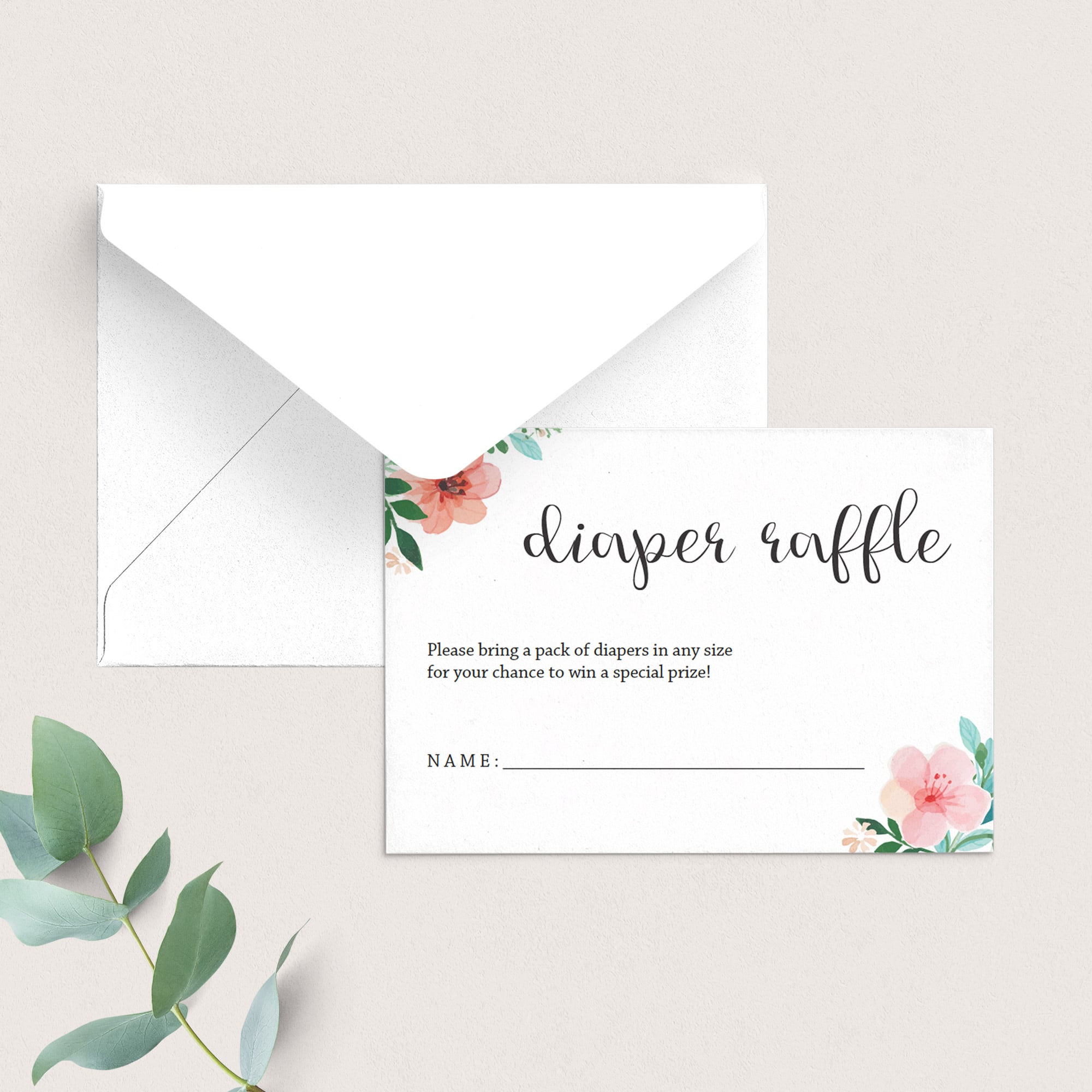 Floral Baby Shower Diaper Raffle Ticket by LittleSizzle