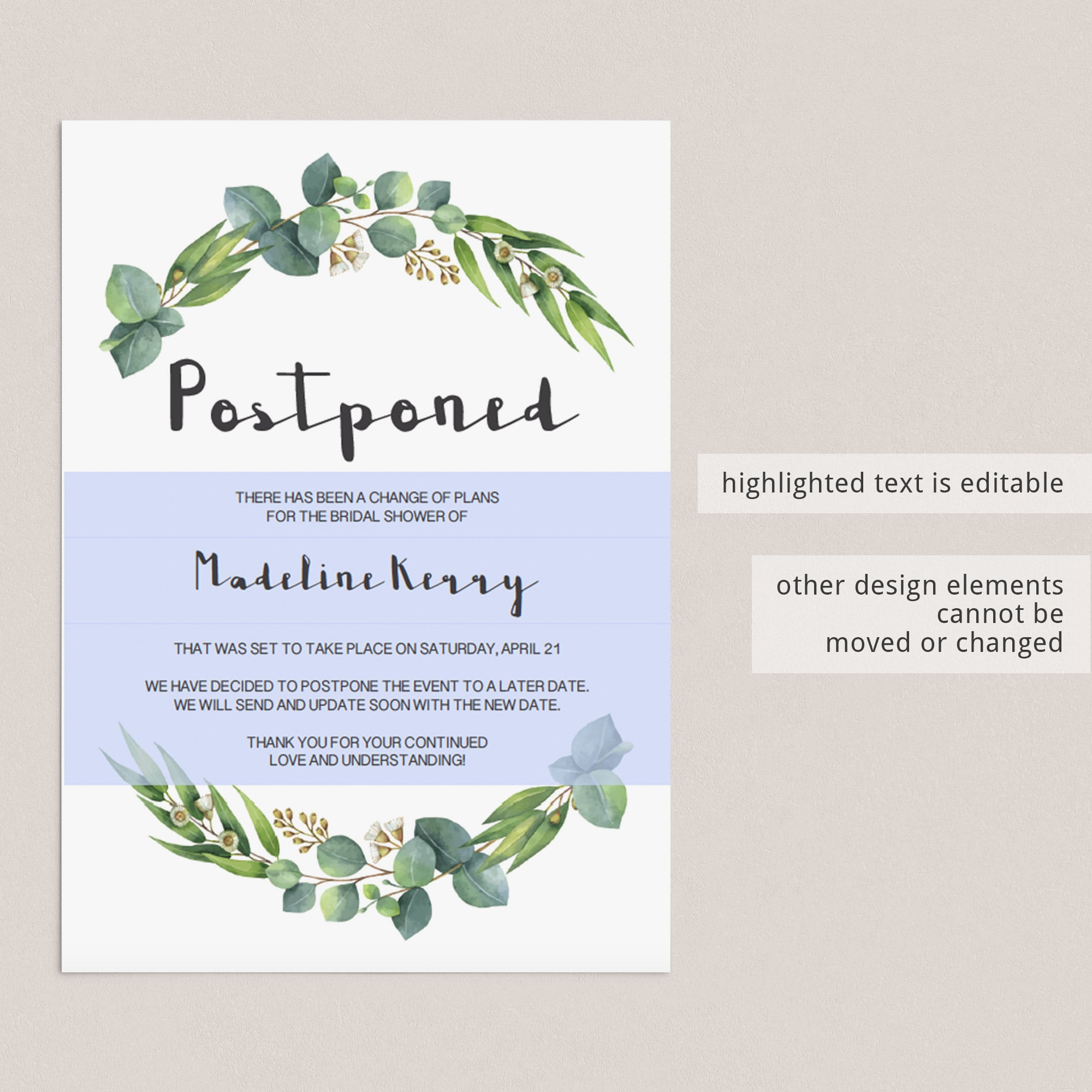 Editable change of plans wedding shower template by LittleSizzle