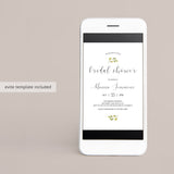 Minimal Bridal Shower Invitation Template White and Green