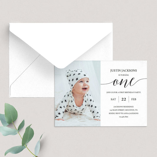 Minimal photo birthday invitation template by LittleSizzle