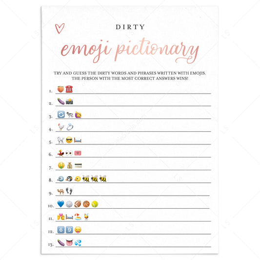 Emoji Bachelorette Game Rose Gold Instant Download by LittleSizzle