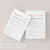 Brides Dirty Little Secrets Game Printable Rose Gold