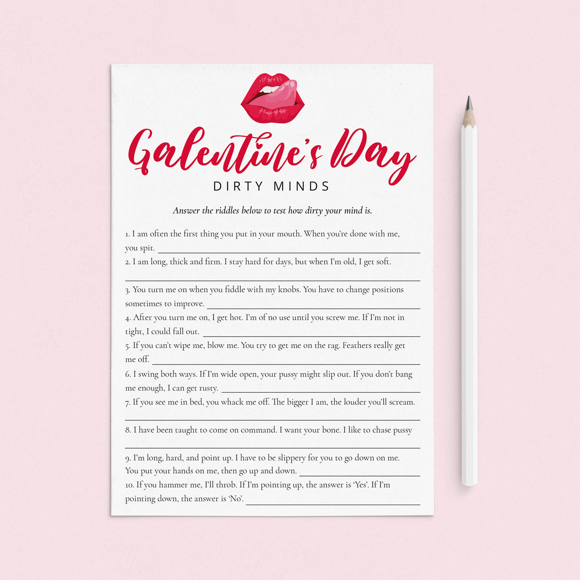 Galentine's Day Game Dirty Minds What Am I Printable by LittleSizzle