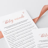Dirty Minds Bachelorette Game Rose Gold Printable