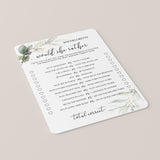 Naughty Bachelorette Party Game Would She Rather Printable