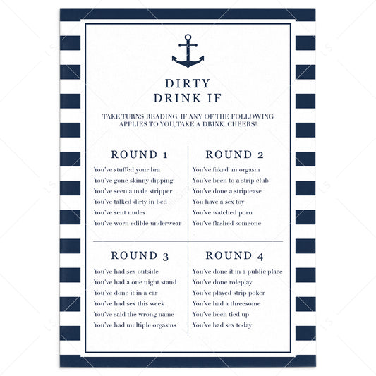 Nautical Bachelorette Party Drink If Game Printable by LittleSizzle