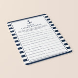 Nautical Bride's Dirty Little Secrets Game Printable