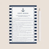 Printable Dirty Minds Game Nautical Theme by LittleSizzle