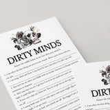 Bride or Die Theme Dirty Minds Game with Answers Printable