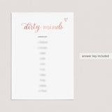Dirty Minds Bachelorette Game Rose Gold Printable