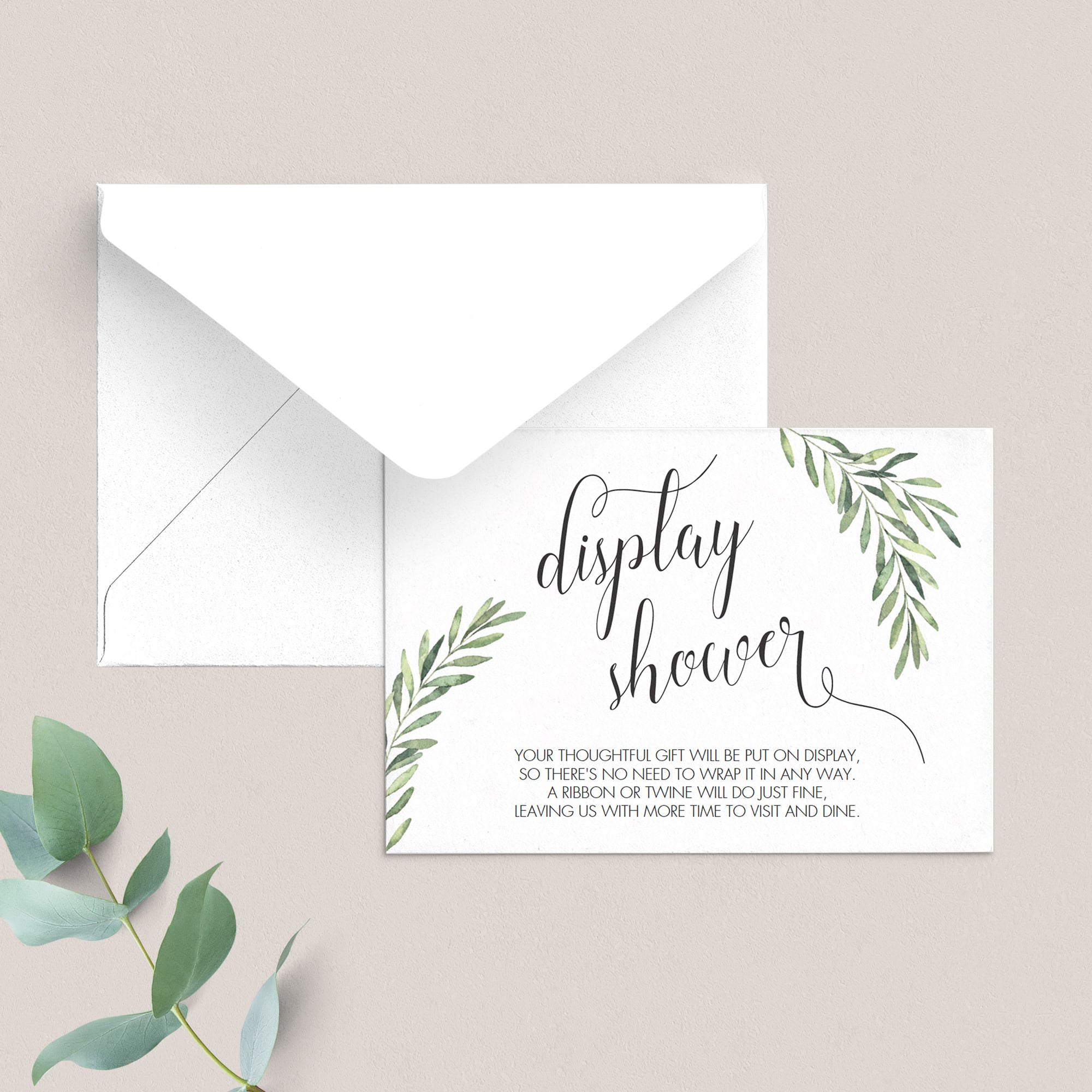 Printable Display Shower Cards Green Leaf by LittleSizzle