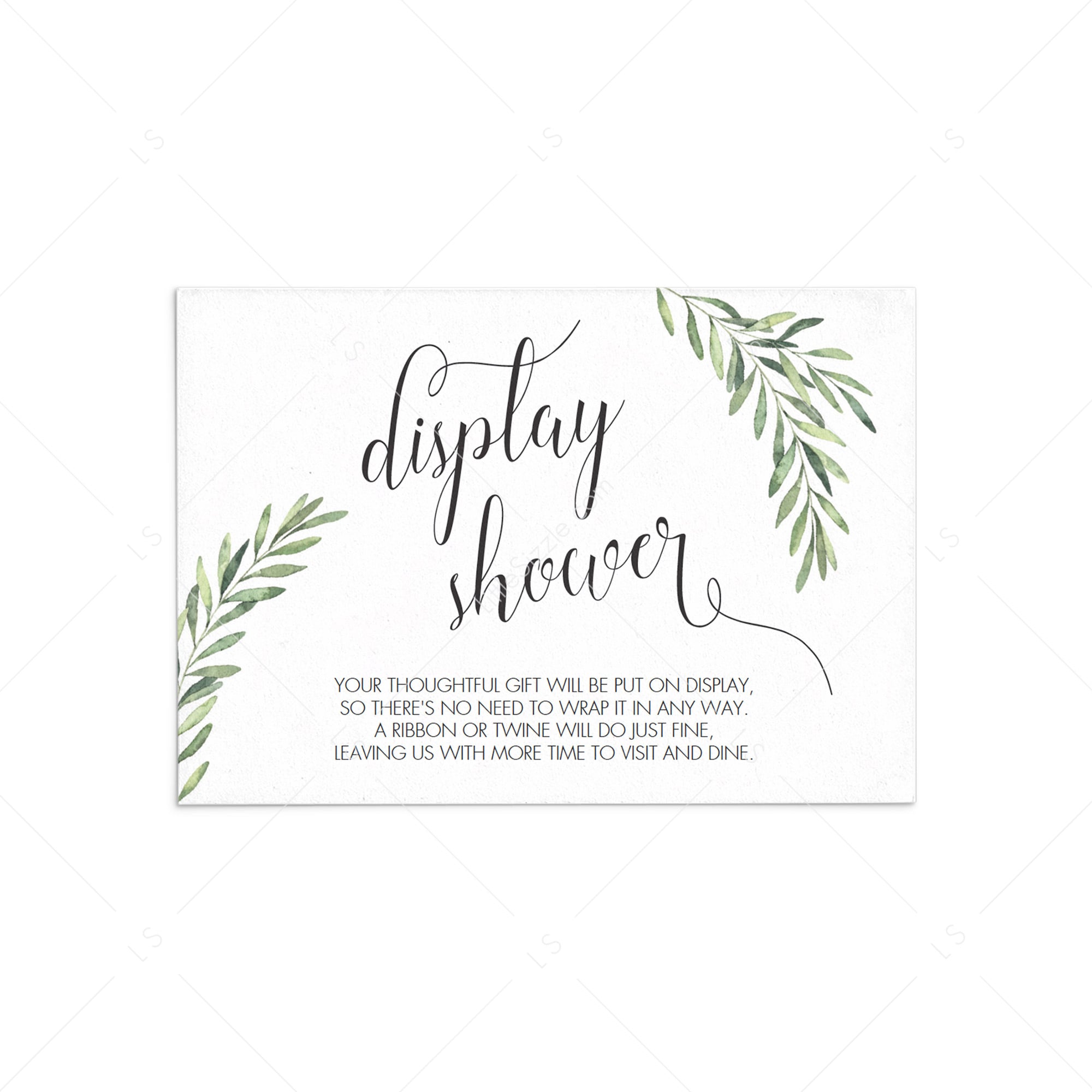 Printable Display Shower Cards Green Leaf by LittleSizzle