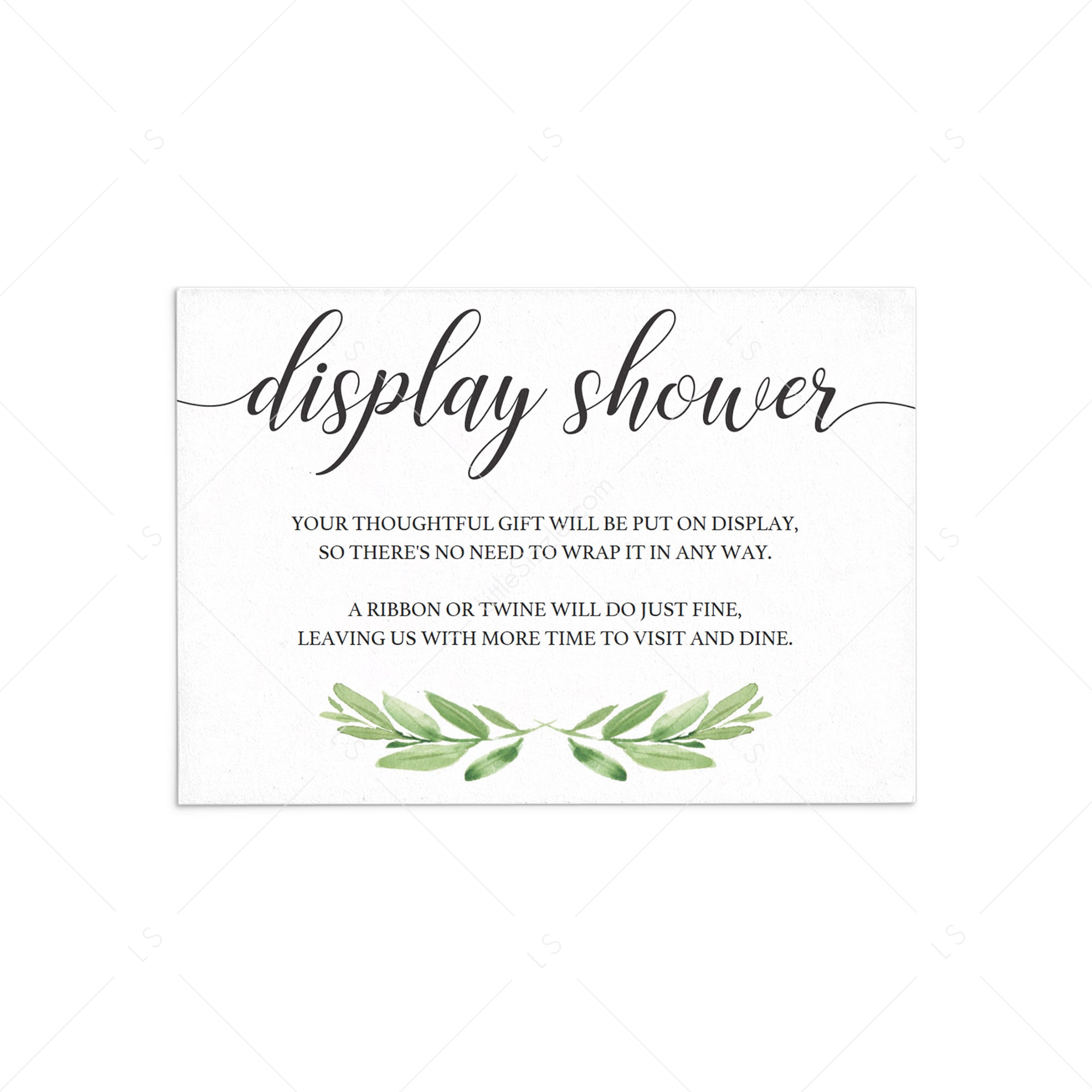Greenery display shower insert card template by LittleSizzle