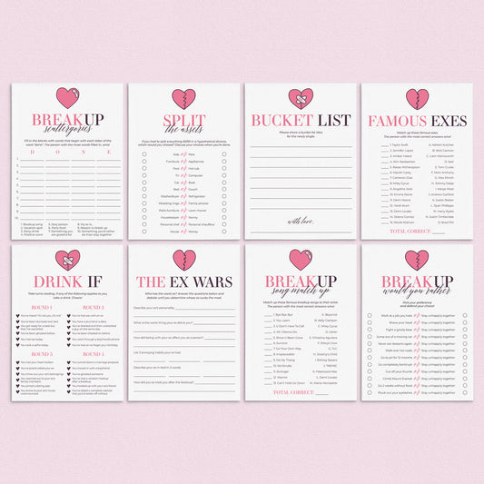 Breakup Party Game Bundle Printable by LittleSizzle