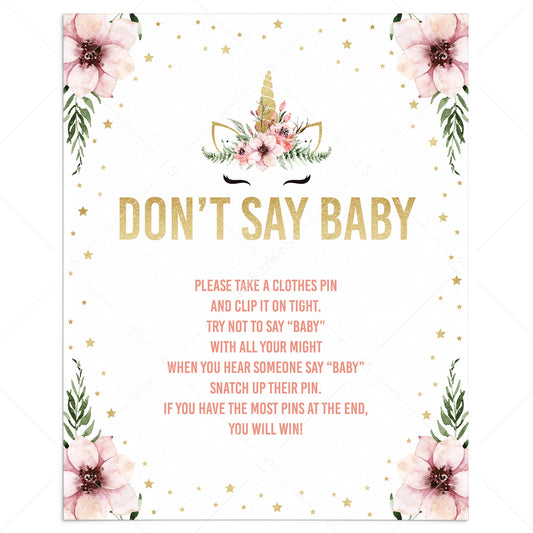 Girl baby shower games dont say baby instructions printable by LittleSizzle