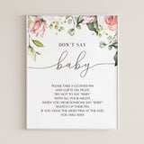 Dont say baby shower game floral theme by LittleSizzle