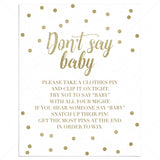 Dont say baby clothespin game for neutral baby shower by LittleSizzle