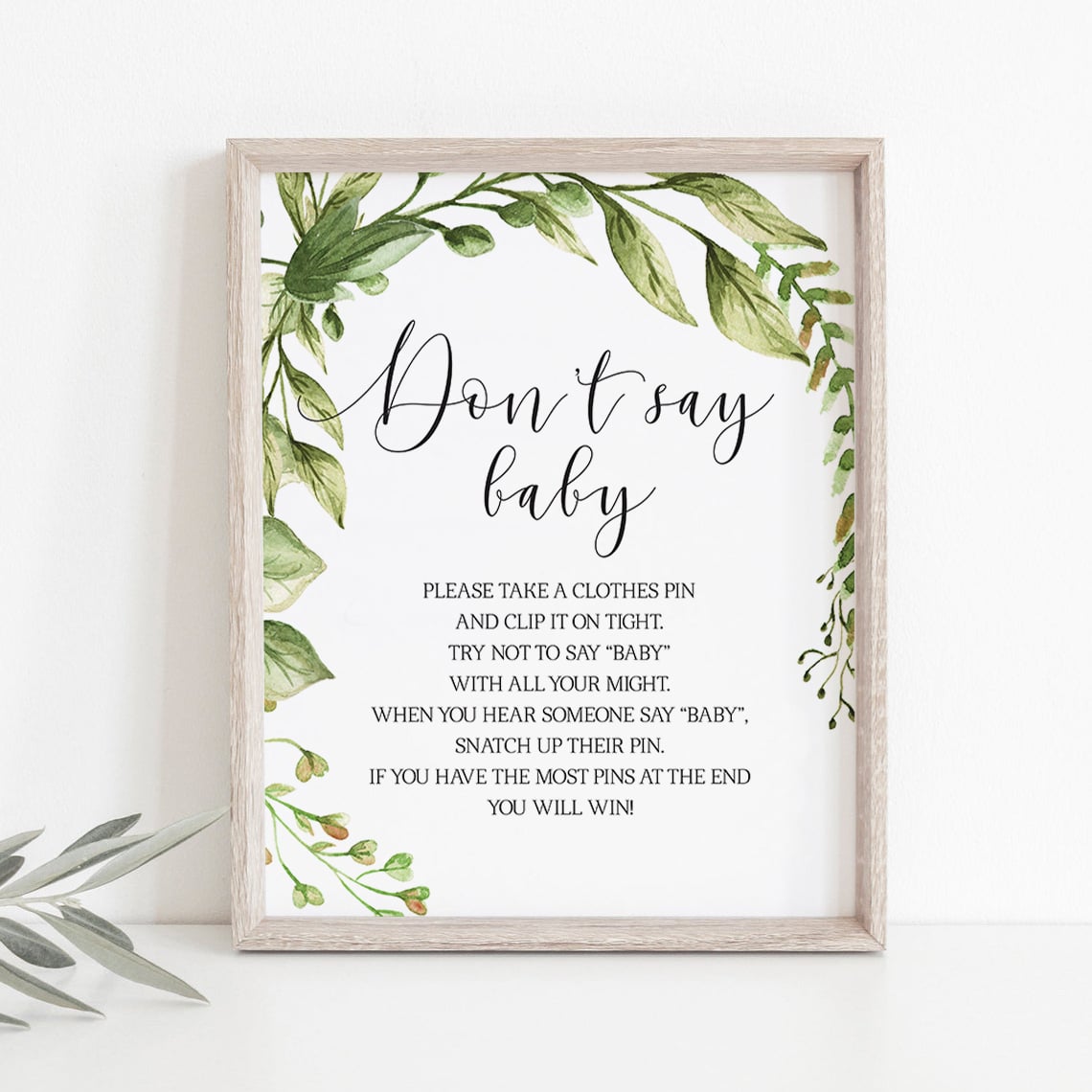 Instant download clothes pin game for greenery baby party by LittleSizzle