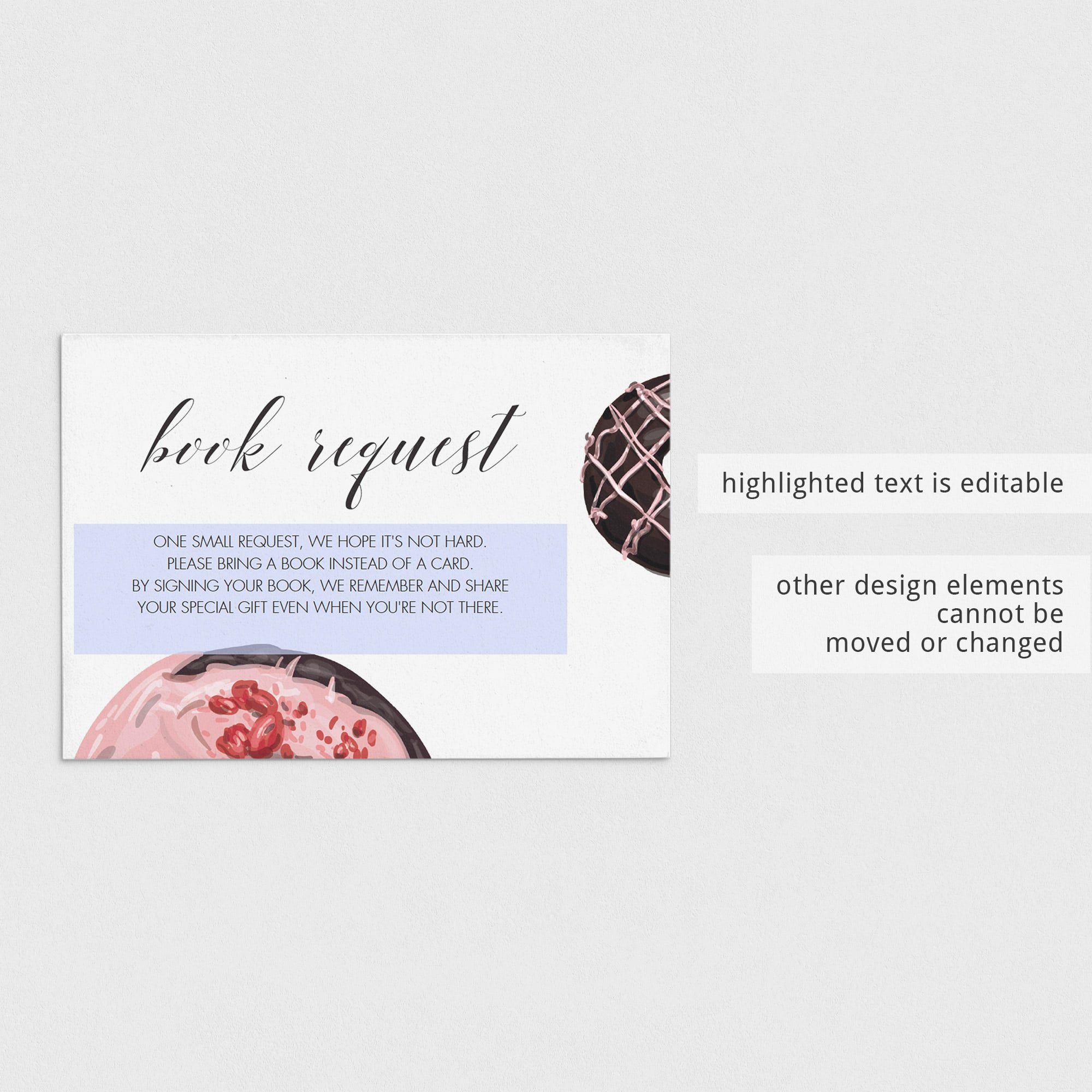 Chocolate donut baby shower book request printable cards by LittleSizzle