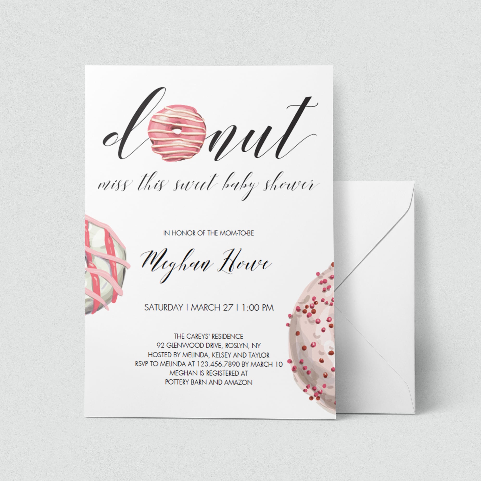 Donut babyshower invites template for girl shower by LittleSizzle