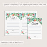 Advice for new parents printable for floral themed baby shower by LittleSizzle
