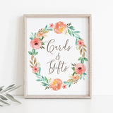 Printable Gift Table Sign with Watercolor Flowers