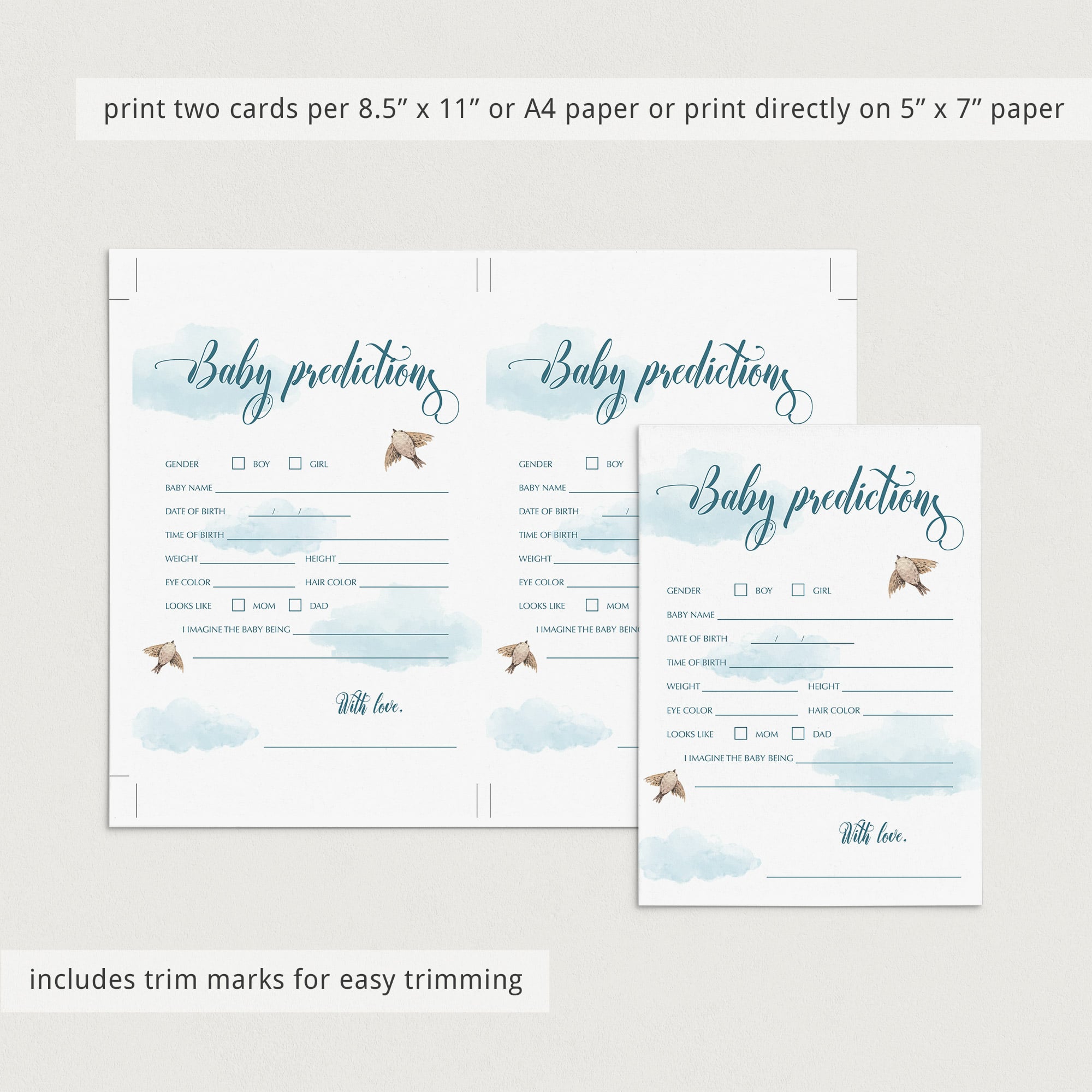 Predictions for baby up and away baby shower by LittleSizzle