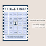 Bridal Shower Bingo Cards Nautical Theme