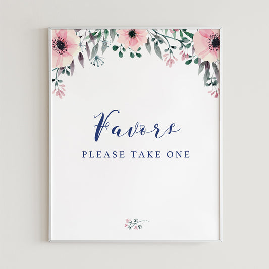 Pink floral favors sign printable by LittleSizzle