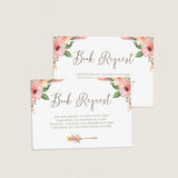 Baby Shower Book Request Card with Watercolor Roses