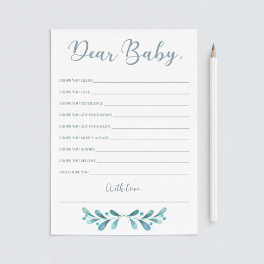 Blue and silver wishes for baby card printable by LittleSizzle