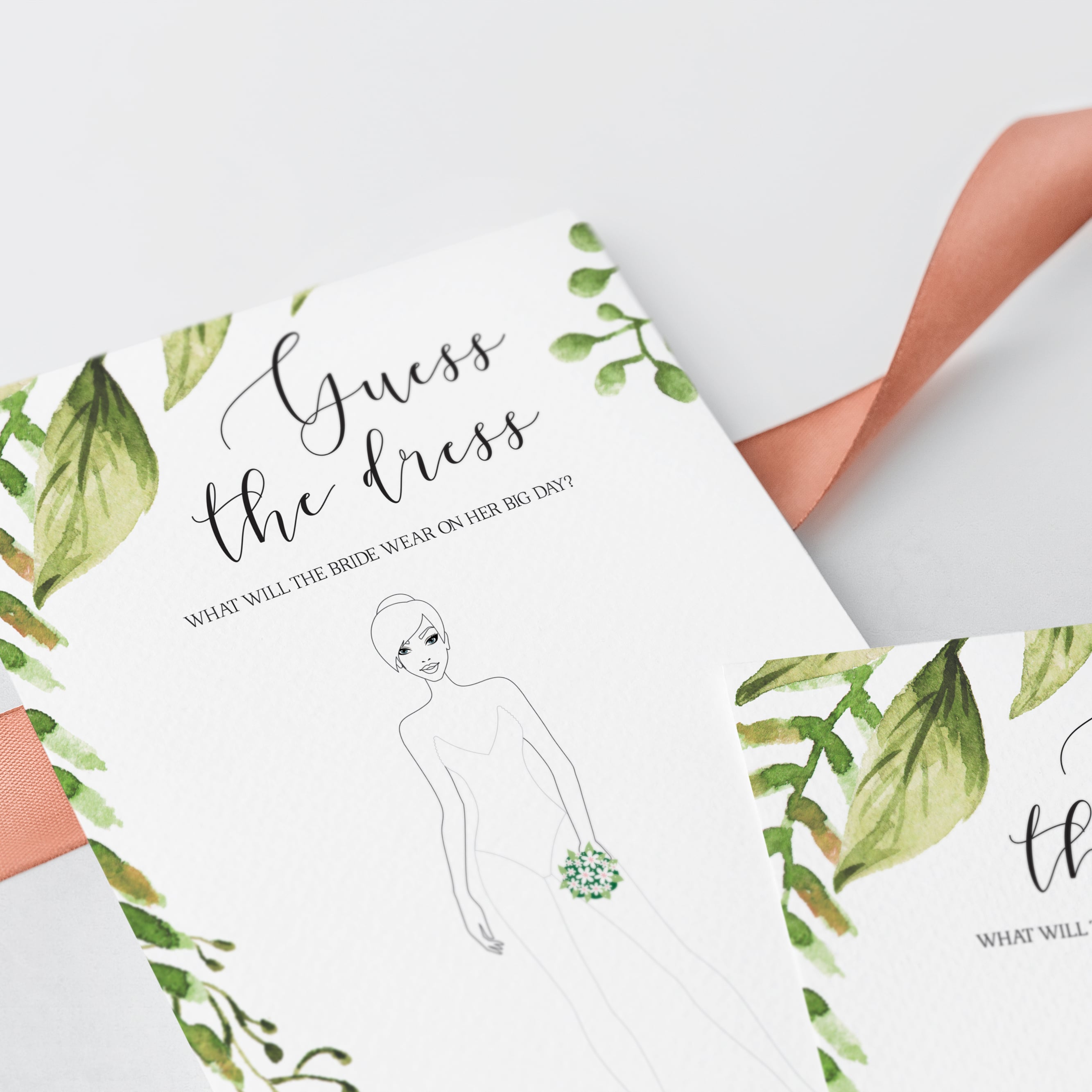 watercolor leaf bridalshower games instant download