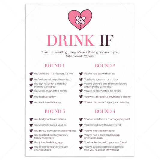 Breakup Party Drink If Game Printable by LittleSizzle