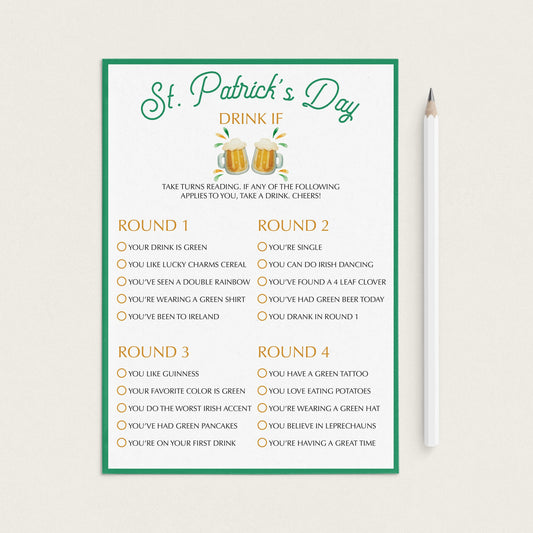 St Patrick's Day Drinking Game Printable by LittleSizzle