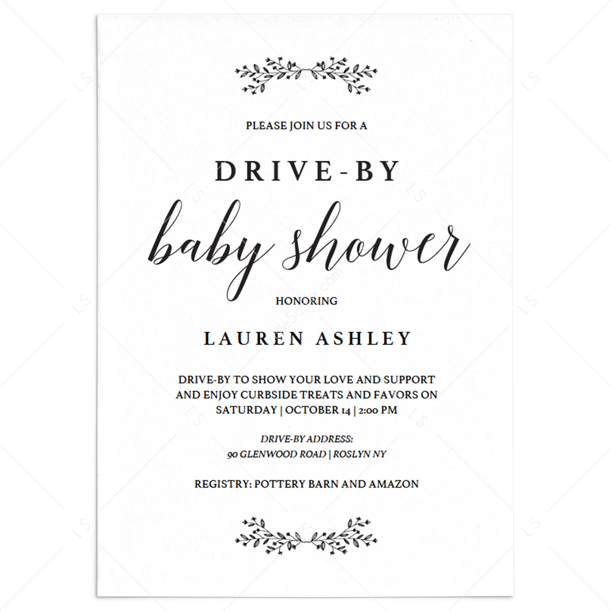 Drive-by baby shower invitation template by LittleSizzle