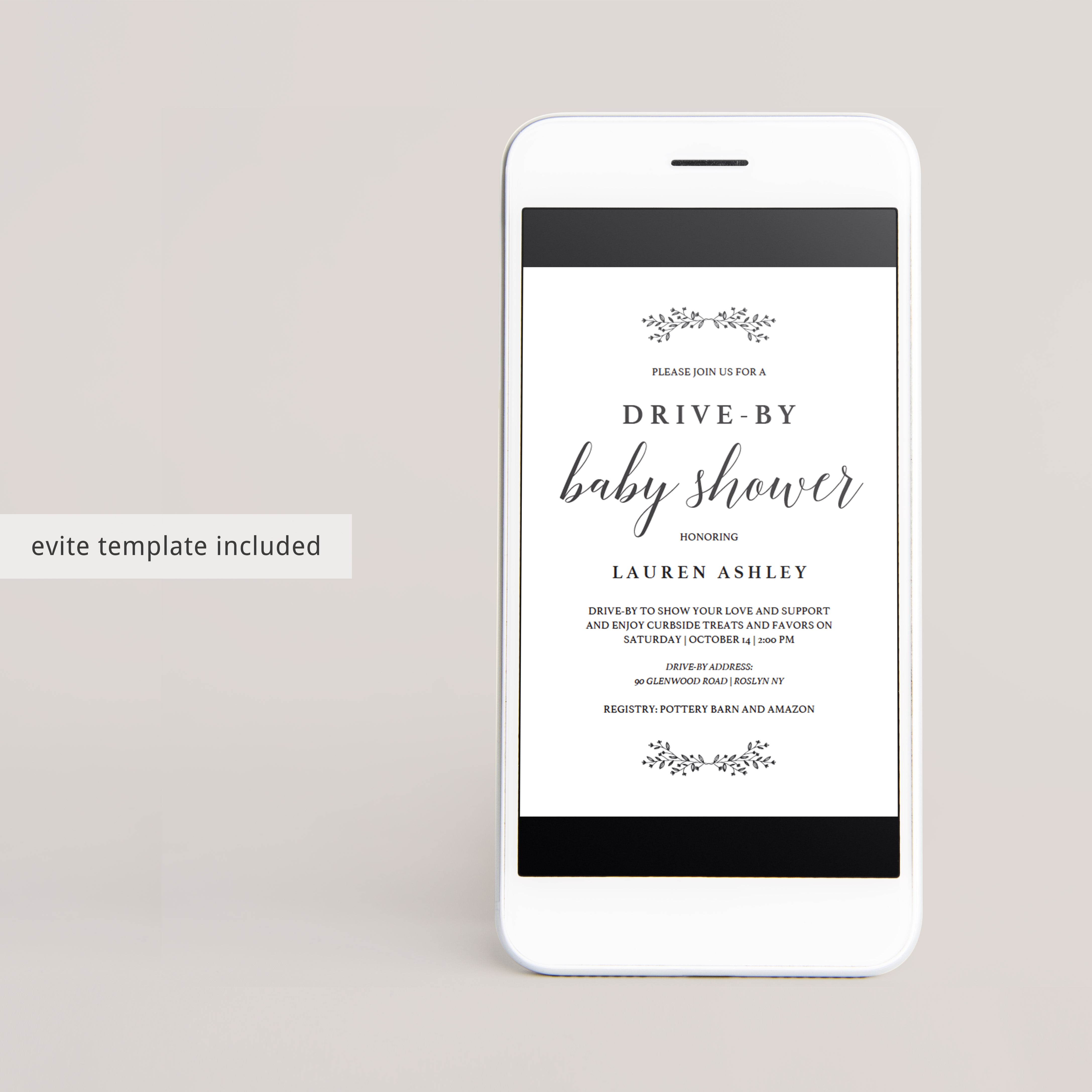 Digital drive by baby shower evite template by LittleSizzle