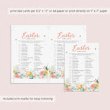 Easter Rabbit Match with Answer Key Printable