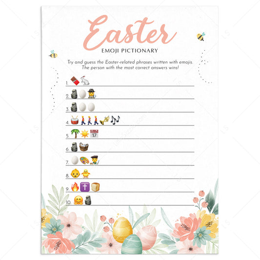 Easter Emoji Pictionary with Answers Printable by LittleSizzle