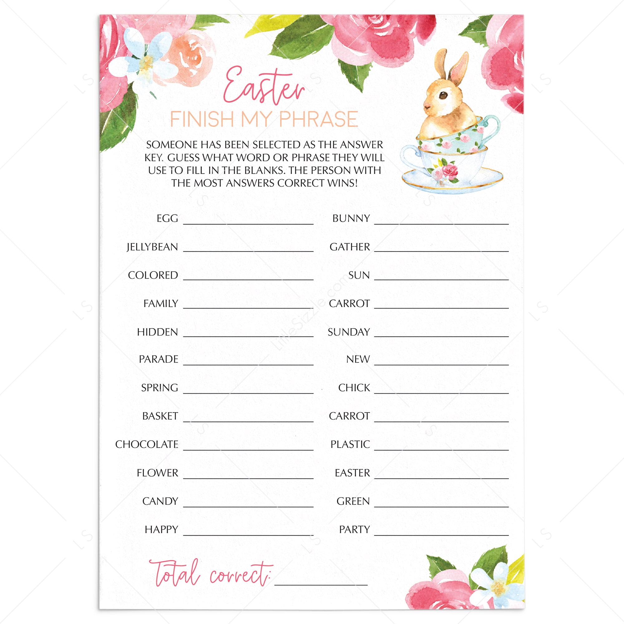 Easter Game for (Virtual) Classroom Finish My Phrase by LittleSizzle