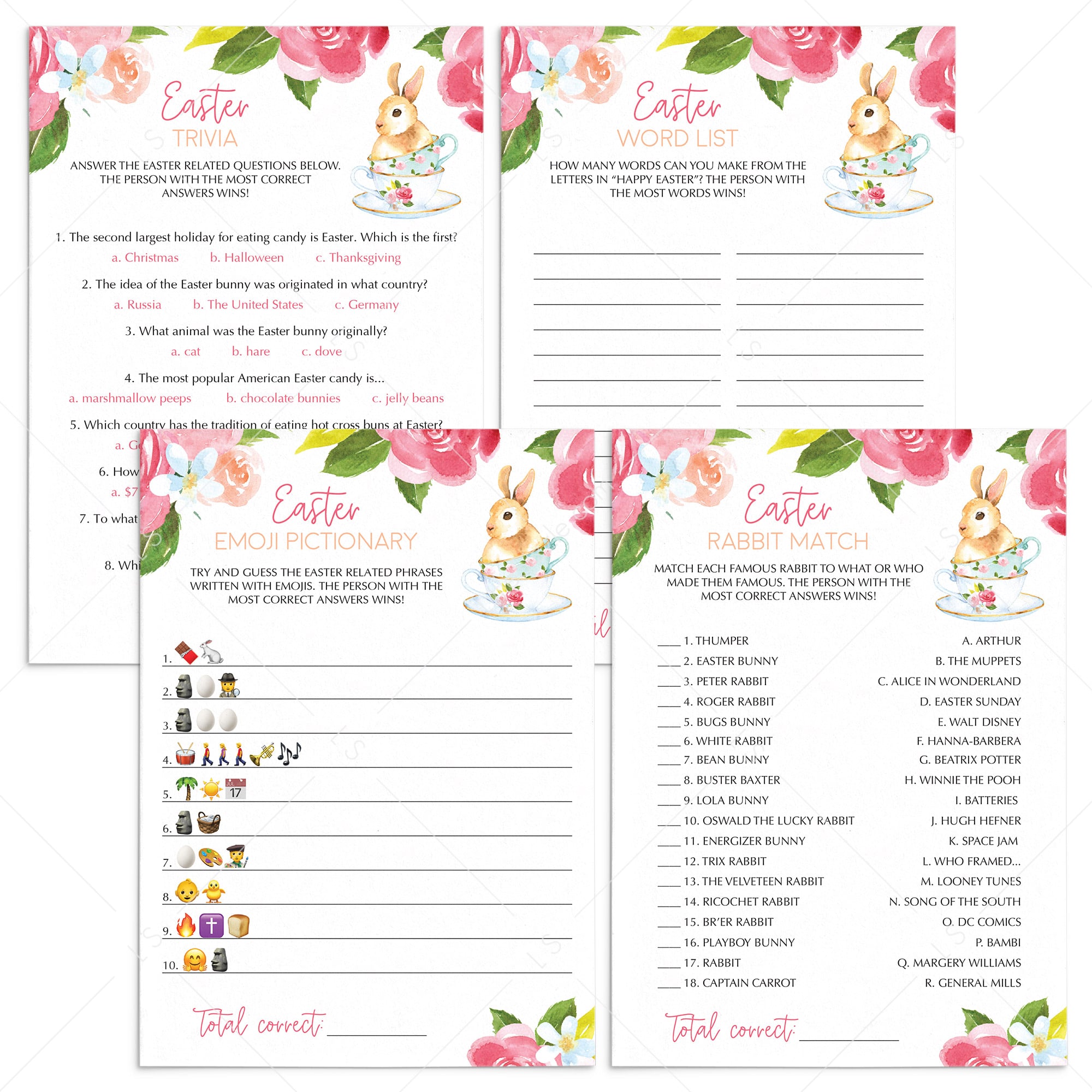 Easter Games Bundle for Adults Printable & Virtual by LittleSizzle